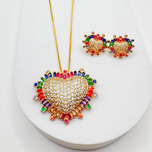 Colorful Heart SET | Double 18K Gold Plated