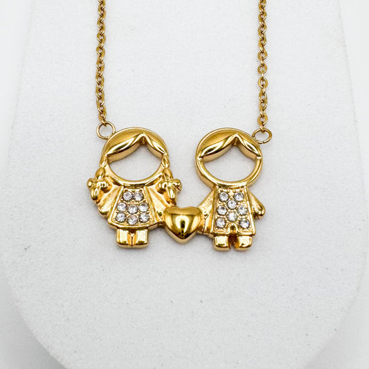 1 GIRL e 1 BOY PENDANT NECKLACE | Double 18K Gold Plated