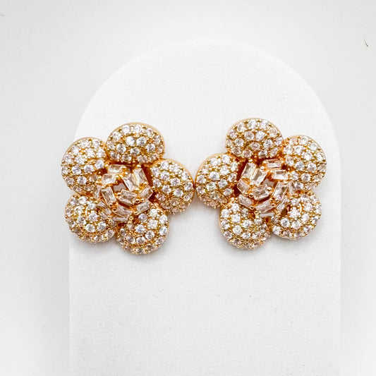 Studded flower earring | 18K Gold Plated