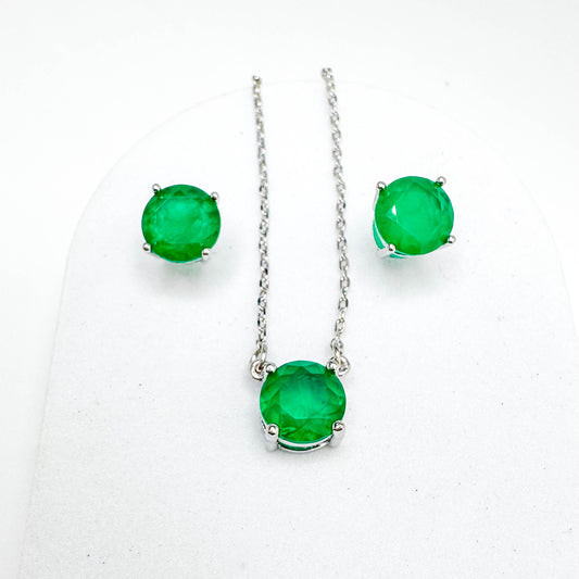 EMERALD SET rhodium plated