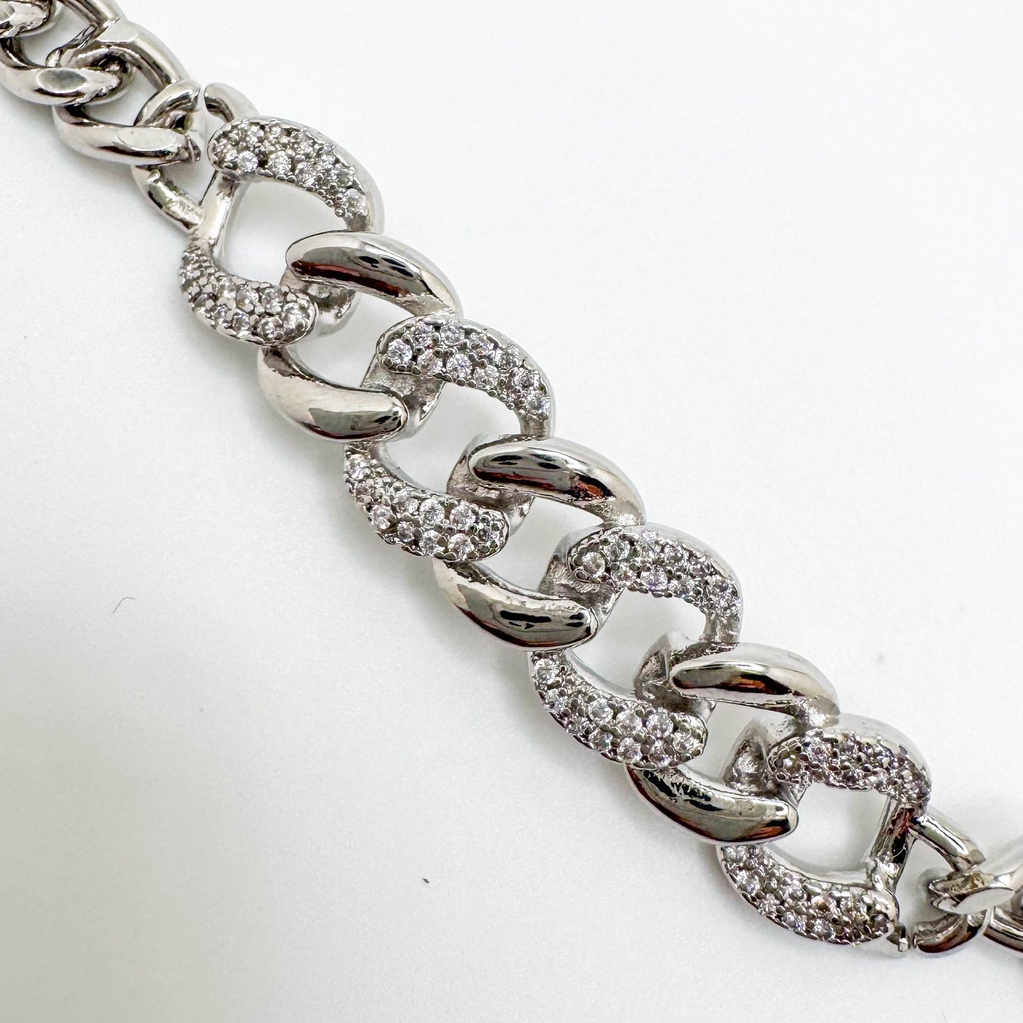 RHODIUM PLATED BRACELET STUDDED WITH ZIRCONIA