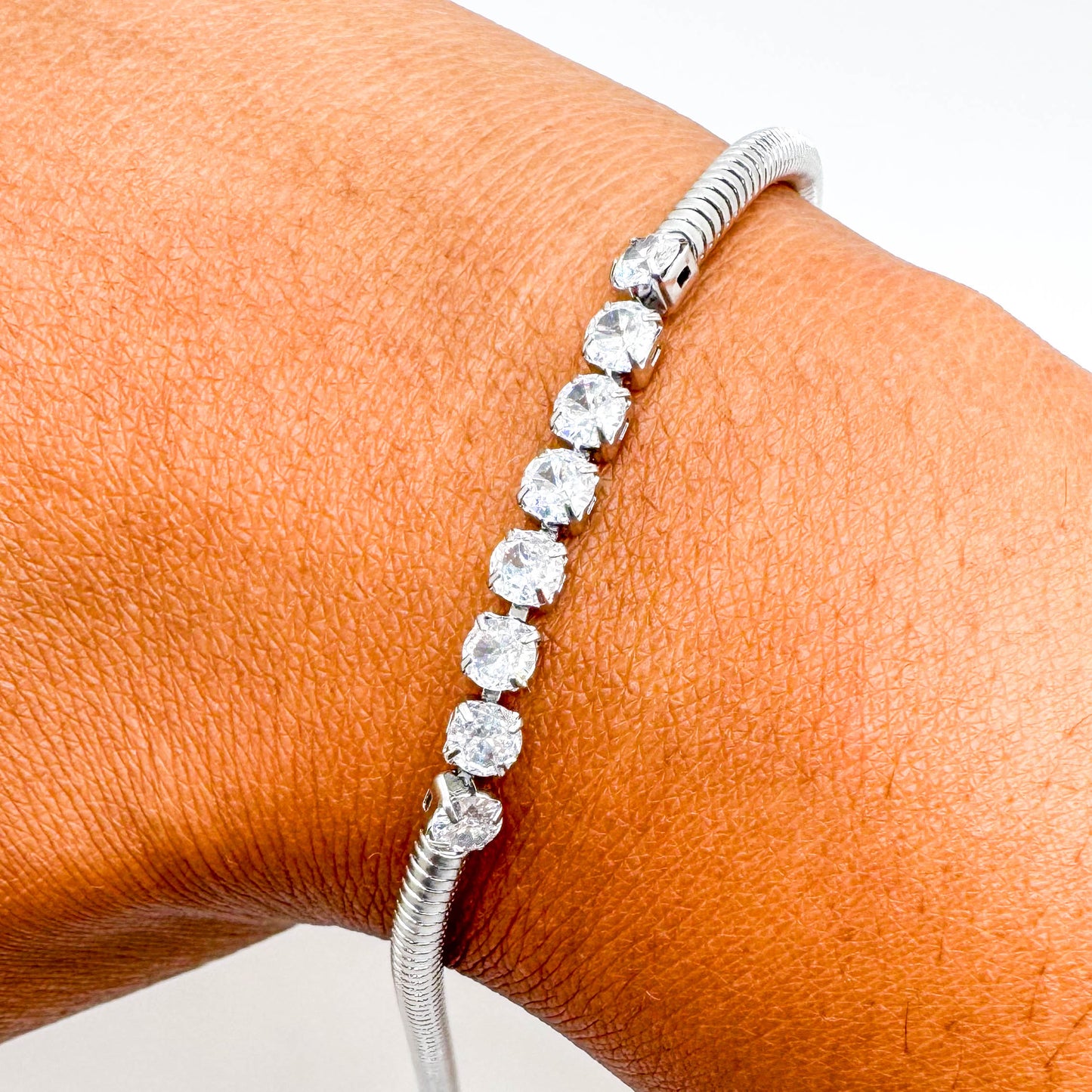 RHODIUM PLATED BRACELET STUDDED WITH ZIRCONIA