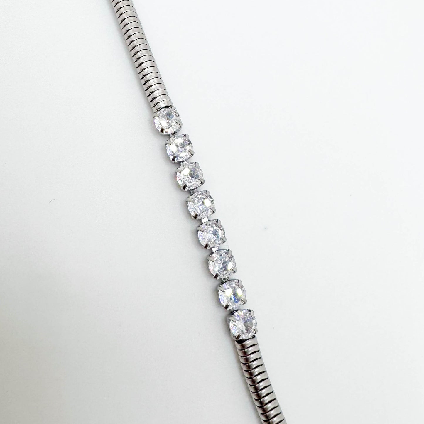 RHODIUM PLATED BRACELET STUDDED WITH ZIRCONIA