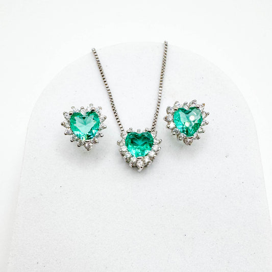 Rhodium plated HEART SET
